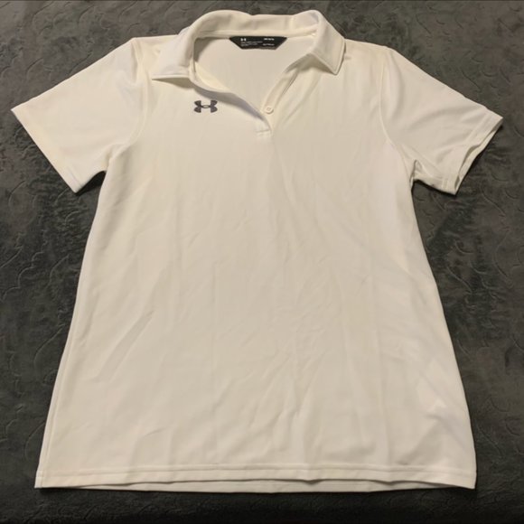 HEAT GEAR | Unisex | White Collared Polo Shirt | M | Moisture Wicking - Picture 10 of 10